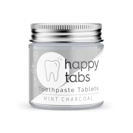 Dantų pastos tabletės Mint Charcoal (be fluoro) - 80 tablečių-HAPPY TABS-HAPPY TABS