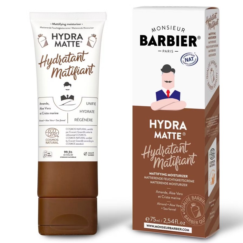 Monsieur Barbier Natūralus matinis drėkinamasis kremas vyrams - HYDRA MATTE, 75ml-MONSIEUR BARBIER-Veido priežiūrai