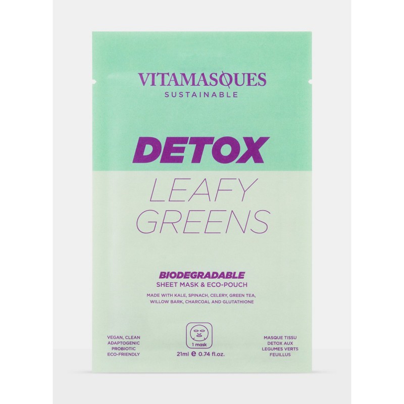 VITAMASQUE "Detox Leafy Greens" biologiškai suyranti lakštinė veido kaukė-VITAMASQUES-VITAMASQUES